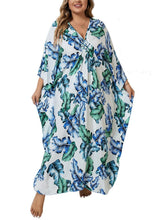 Load image into Gallery viewer, NFVNKJ Boho Kaftan Plus Size Dress for Women, Batwing Sleeve Beach Cover Up, Casual Loose-Fit Loungewear and Swimsuit Dress