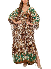 Load image into Gallery viewer, NFVNKJ Boho Kaftan Plus Size Dress for Women, Batwing Sleeve Beach Cover Up, Casual Loose-Fit Loungewear and Swimsuit Dress