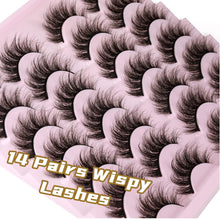 Load image into Gallery viewer, 14 Pairs Wispy Mink Lashes False Eye Lashes Natural Look 5D Volume 16mm Fake Eyelashes Pack by TNFVLONEINS