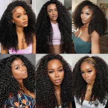 Load image into Gallery viewer, virginess Kinky Curly Half Wig Human Hair Wear Go Glueless Wigs 20 Inch Curly 3 In 1 Half Wigs for Black Women Drawstring Seamless Flip Headband Wig Human Hair Beginner Friendly