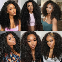 Load image into Gallery viewer, virginess Kinky Curly Half Wig Human Hair Wear Go Glueless Wigs 20 Inch Curly 3 In 1 Half Wigs for Black Women Drawstring Seamless Flip Headband Wig Human Hair Beginner Friendly