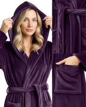 Load image into Gallery viewer, Premium Plush Fleece Robes for Women with Hood Fluffy Soft Long Bathrobe