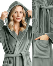 Load image into Gallery viewer, Premium Plush Fleece Robes for Women with Hood Fluffy Soft Long Bathrobe