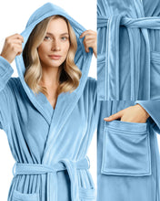 Load image into Gallery viewer, Premium Plush Fleece Robes for Women with Hood Fluffy Soft Long Bathrobe