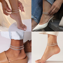 Load image into Gallery viewer, Foxgirl Gold Ankle Bracelets for Women 14K Gold Plated/Silver Anklets for Women Waterproof Minimalist Cuban Link Anklets Set Dainty Layered Ankle Bracelets Anklets for Women Gold Anklet Jewelry Gifts