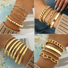 Load image into Gallery viewer, FAXHION 68 Pcs Gold Jewelry Set for Women with 7 Necklace, 17 Bracelet, 5 Hoop Earrings, 15 Stud Earrings, 24 Knuckle Rings for Women Jewelry Set for Women