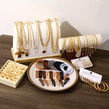 Load image into Gallery viewer, FAXHION 68 Pcs Gold Jewelry Set for Women with 7 Necklace, 17 Bracelet, 5 Hoop Earrings, 15 Stud Earrings, 24 Knuckle Rings for Women Jewelry Set for Women