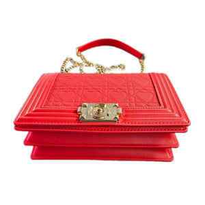 RED GOLD CHAIN CASUAL HANDBAG