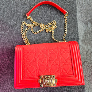 RED GOLD CHAIN CASUAL HANDBAG