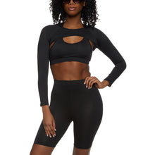 Load image into Gallery viewer, Black 3 Piece Biker Shorts Set Active Athletic Sportswear