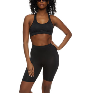Black 3 Piece Biker Shorts Set Active Athletic Sportswear