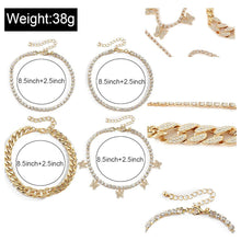 Load image into Gallery viewer, Cuban Link Gold Anklet Bracelet Set - 4 Pcs