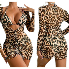 Load image into Gallery viewer, Leopard Print 3 Piece Bikini Set Beach Vacation Wear