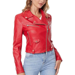 Short Cropped Biker Jacket Red