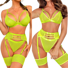 Load image into Gallery viewer, Sweet And Spicy Lingerie Set Neon Green