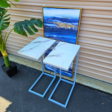 Load image into Gallery viewer, Side Table For Bed Or Chair White/Grey Marble Design Furniture