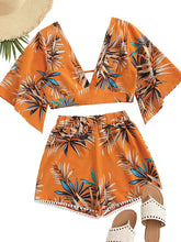 Load image into Gallery viewer, Women&#39;s Boho Butterfly Sleeve Crop Top Shorts Set