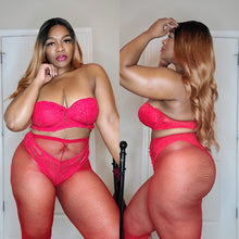 Load image into Gallery viewer, Red Flame Fishnet Tights
