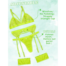 Load image into Gallery viewer, Sweet And Spicy Lingerie Set Neon Green